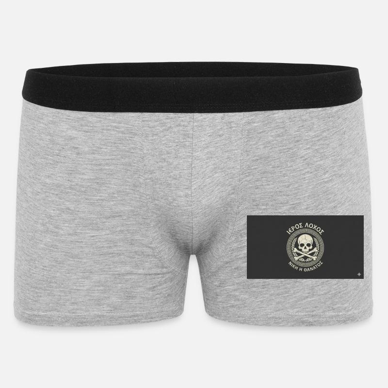 Schädel im Lorbeer Kreismuster - Männer Boxer Shorts - Grau meliert