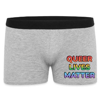 Queer Lives Matter Regenbogen - Männer Boxer Shorts - Grau meliert - Vorne