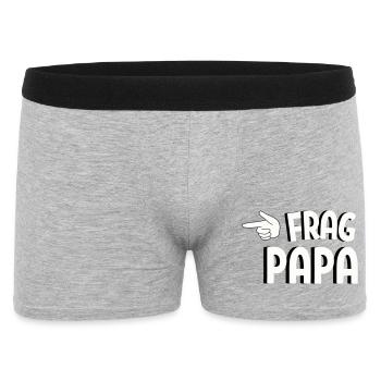 Frag Papa! Lustiges Familien Spruch Design - Männer Boxer Shorts - Grau meliert - Vorne