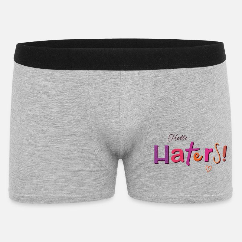 Hello Haters! Cooler Spruch - Männer Boxer Shorts - Grau meliert