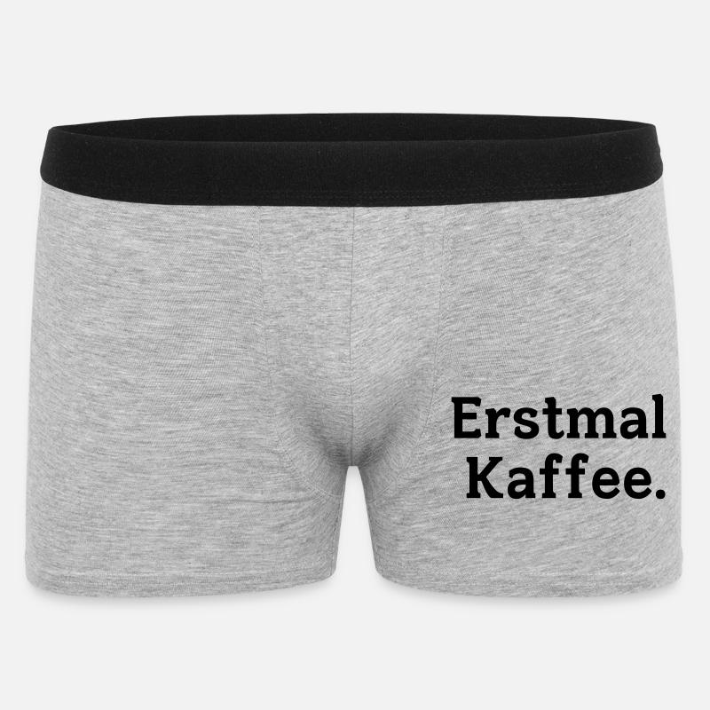 Erstmal Kaffee Spruch - Männer Boxer Shorts - Grau meliert