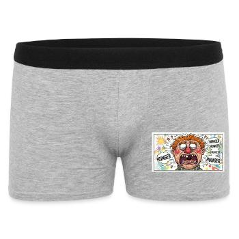Hunger-Karikatur: Explosiver Cartoonlook - Männer Boxer Shorts - Grau meliert - Vorne