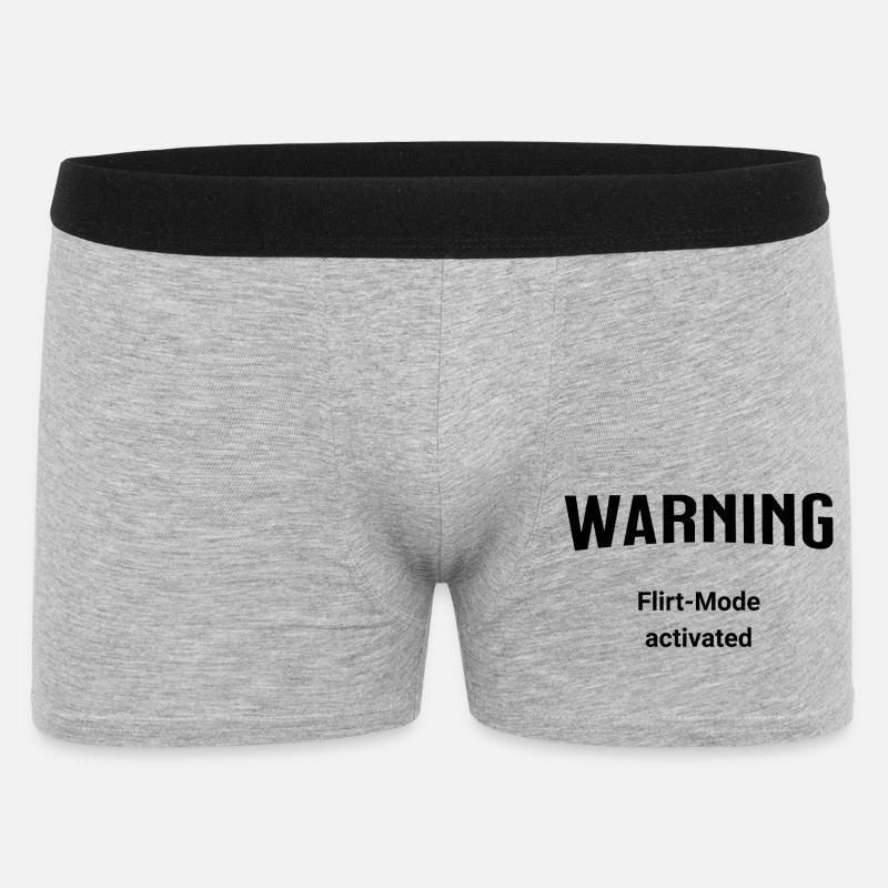 Warning - Flirt-Mode activated - Männer Boxer Shorts - Grau meliert