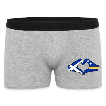 Schottland Curacao Flagge Hände Herzform  - Männer Boxer Shorts - Grau meliert - Vorne
