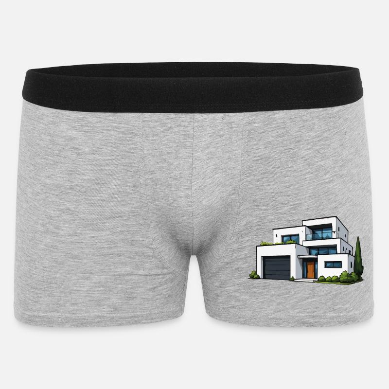 Moderne Flachdachvilla - Männer Boxer Shorts - Grau meliert