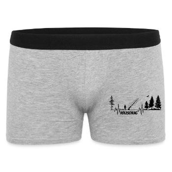 Herzschlag Puls Holzfäller Motorsäge BLACK v2 - Männer Boxer Shorts - Grau meliert - Vorne