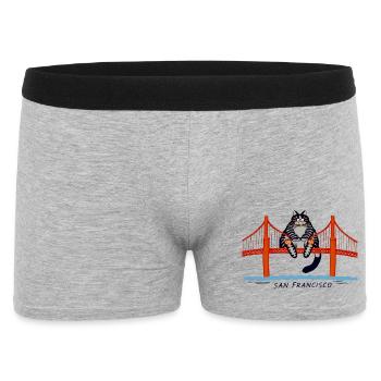 Katze auf der San-Francisco-Brücke - Männer Boxer Shorts - Grau meliert - Vorne
