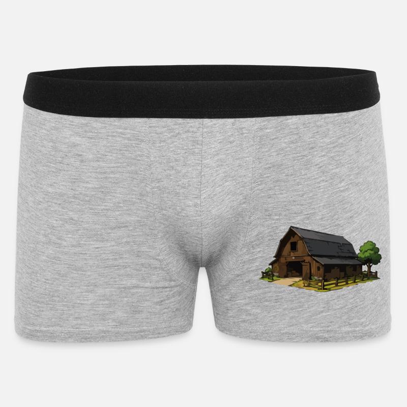 Rustikale Scheune Illustration - Männer Boxer Shorts - Grau meliert