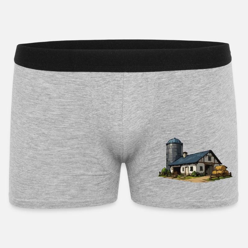 Ländliche Scheune mit Silo - Männer Boxer Shorts - Grau meliert