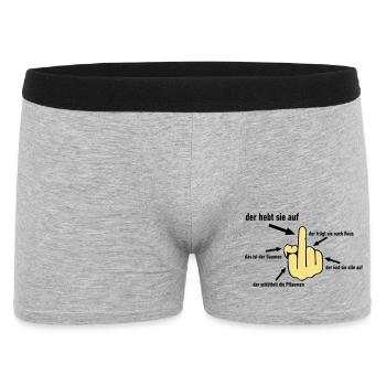 Mittelfinger hebt sie auf - Männer Boxer Shorts - Grau meliert - Vorne