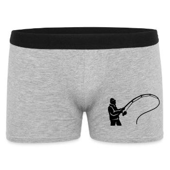 Angler silhouette fishing rod angling club - Men's Boxer Shorts - heather grey - Front