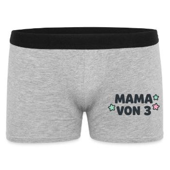 Mama von 3 Sterne Dreifache Mutter Drillinge - Männer Boxer Shorts - Grau meliert - Vorne