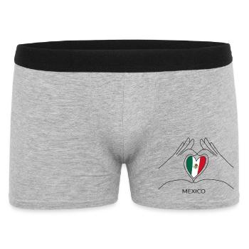 Mexico Herz mit Mexikanischer Flagge Mexiko Fan - Männer Boxer Shorts - Grau meliert - Vorne