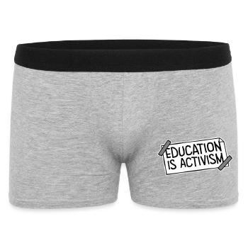 Education Is Activism Bildung Aktivismus Statement - Männer Boxer Shorts - Grau meliert - Vorne