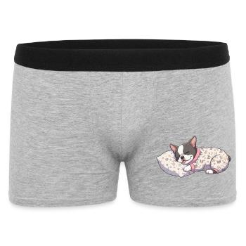 Schläfriger Boston Terrier Niedlicher Hundeliebhaber Nickerchen - Männer Boxer Shorts - Grau meliert - Vorne