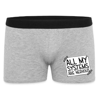 All My Systems Are Nervous Lustig Angst Nerd Logo - Männer Boxer Shorts - Grau meliert - Vorne