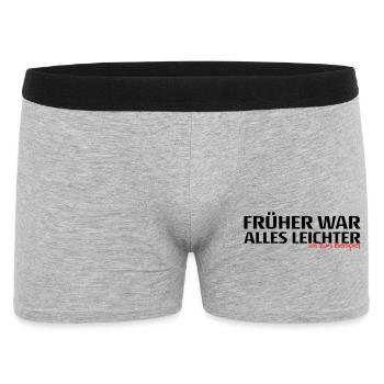 Frueher War Alles Leichter Spruch - Männer Boxer Shorts - Grau meliert - Vorne