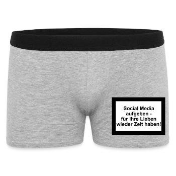 Social Media Pause Für Liebe - Männer Boxer Shorts - Grau meliert - Vorne