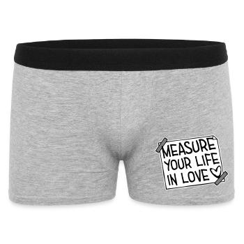 Measure Your Life In Love Inspirierend Liebe Logo - Männer Boxer Shorts - Grau meliert - Vorne