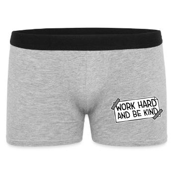 Work Hard And Be Kind Inspirierend Fleiß Güte Logo - Männer Boxer Shorts - Grau meliert - Vorne