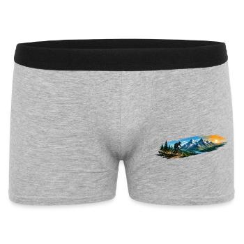 Motif of a mountain biker in the mountains - Men's Boxer Shorts - heather grey - Front