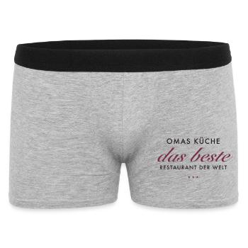 Omas Küche Das Beste Logo - Männer Boxer Shorts - Grau meliert - Vorne