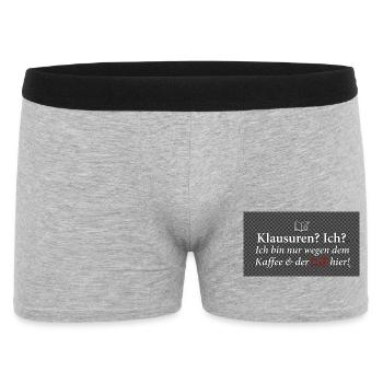 Lustiges Studenten T-Shirt - Klausuren? Ich?⁠ - Männer Boxer Shorts - Grau meliert - Vorne