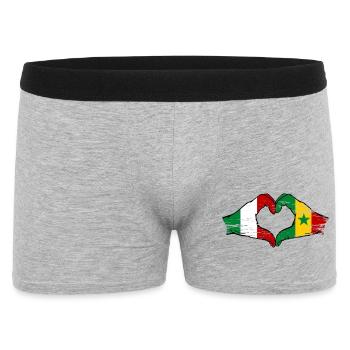 Italien Senegal Flagge Hände Herzform used - Männer Boxer Shorts - Grau meliert - Vorne