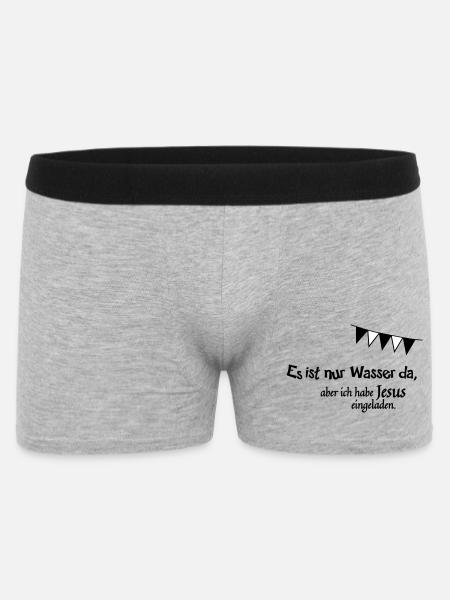 Jesus eingeladen - Männer Boxer Shorts - Grau meliert