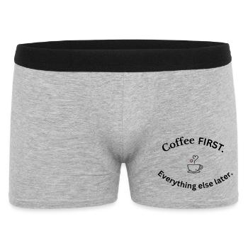 Café d’abord | Design minimaliste pour amateurs de café - Boxer Homme - gris chiné - Devant