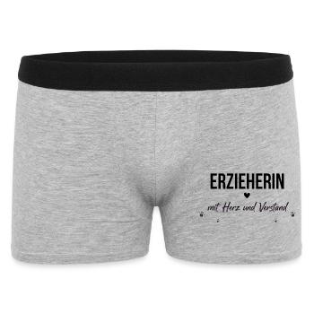 Erzieherin mit Herz und Verstand Geschenk  - Männer Boxer Shorts - Grau meliert - Vorne