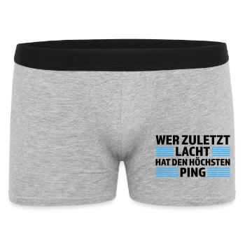Wer zuletzt lacht höchsten Ping Gamer Shirt - Männer Boxer Shorts - Grau meliert - Vorne