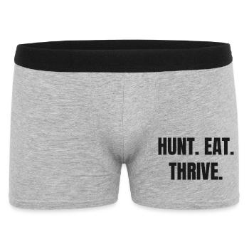 HUNT. MANGE. PROSPÉRER. Carnivore et mode de vie ancestral - Boxer Homme - gris chiné - Devant