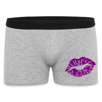 Kiss Mouth / Kiss / Kiss / Kiss / Love, Purple - Men's Boxer Shorts - heather grey - Front