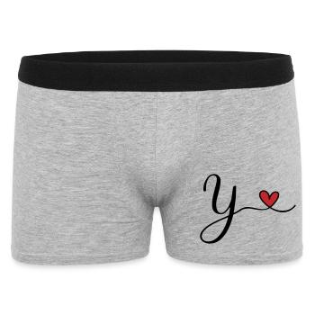 Y Letter Initial Monogram Design with Heart - Men's Boxer Shorts - heather grey - Front