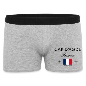 Cap d'Agde Frankreich Koordinaten Reise Souvenir - Männer Boxer Shorts - Grau meliert - Vorne