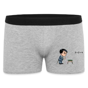 Comic-Schüler bei Rechenaufgabe – Mathe Frust - Männer Boxer Shorts - Grau meliert - Vorne