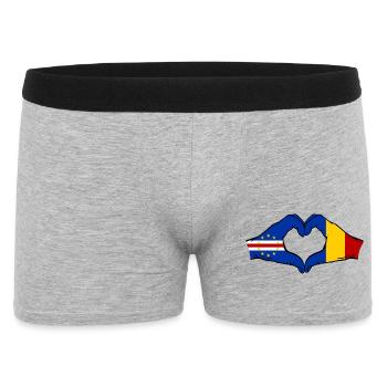 Cape Verde Romania Flag Hands Heart Shape - Men's Boxer Shorts - heather grey - Front