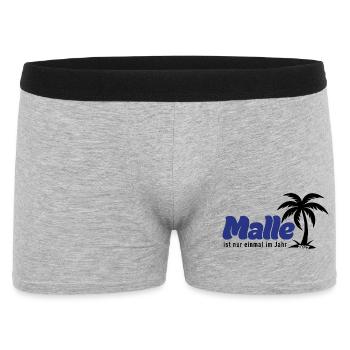 Malle ist nur einmal im Jahr 2027 – blau - Männer Boxer Shorts - Grau meliert - Vorne