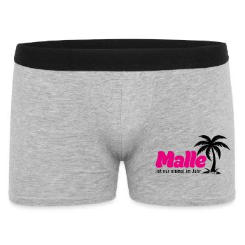 Malle ist nur einmal im Jahr 2026 - pink - Männer Boxer Shorts - Grau meliert - Vorne