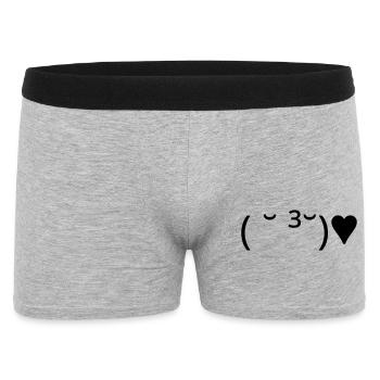Émote de baiser ( ̆ ³ ̆) ♥ Cœur Kaomoji - Boxer Homme - gris chiné - Devant