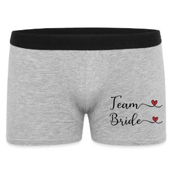 Team Bride cute handwritten Typography with a Hear - Men's Boxer Shorts - heather grey - Front