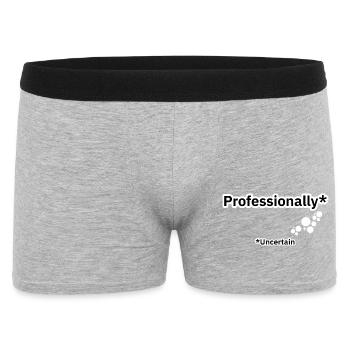 Professionally Uncertain – Büro Humor - Männer Boxer Shorts - Grau meliert - Vorne