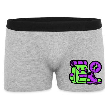 Hiking Backpack Compass Graphic - Men's Boxer Shorts - heather grey - Front