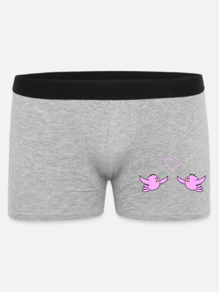 birds_in_love - Boxer Homme - gris chiné