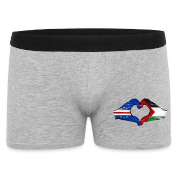 Kap Verde Palaestina Flagge Hände Herzform used - Männer Boxer Shorts - Grau meliert - Vorne