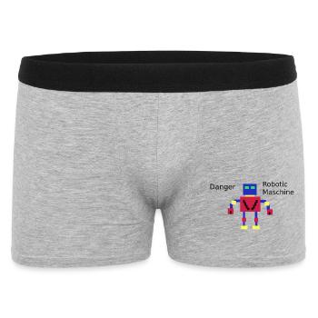Pixelroboter  - Männer Boxer Shorts - Grau meliert - Vorne