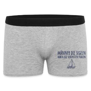 Männer die Segeln haben die schönsten Frauen - Männer Boxer Shorts - Grau meliert - Vorne