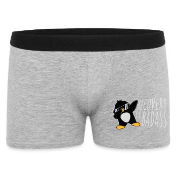Recovery Is Badass Pinguin Dabbing Dab Dance Pose - Männer Boxer Shorts - Grau meliert - Vorne