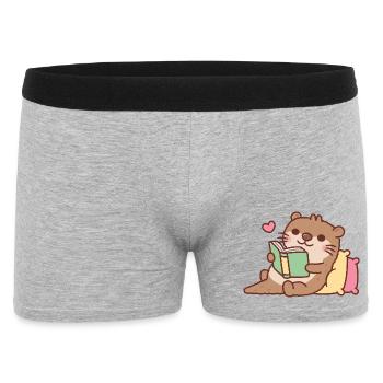Niedlicher Otter entspannt mit dem Buch - Männer Boxer Shorts - Grau meliert - Vorne